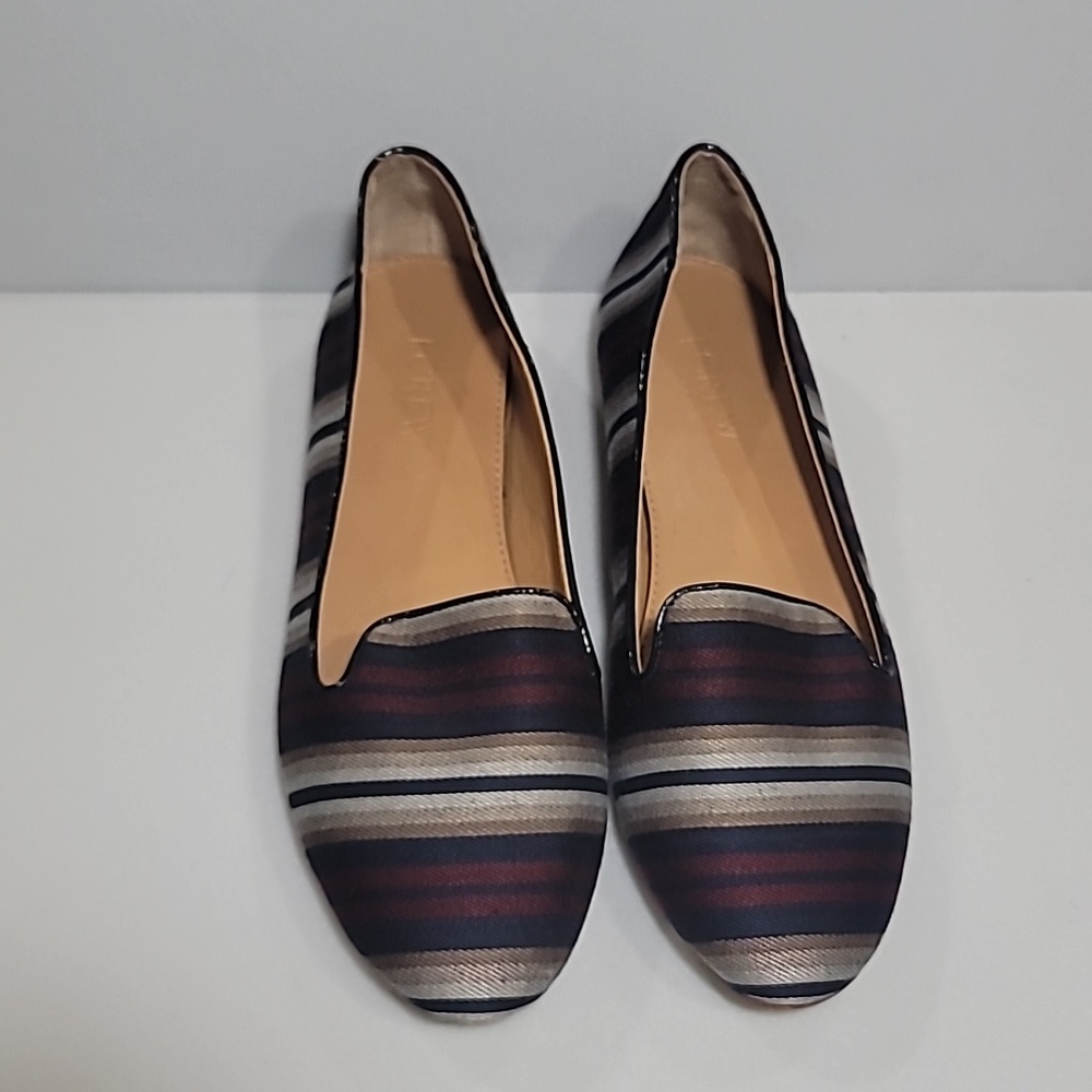 LIKE NEW J CREW Striped Textile Flats Loafers  Slip-On Women's Flats Size US 7